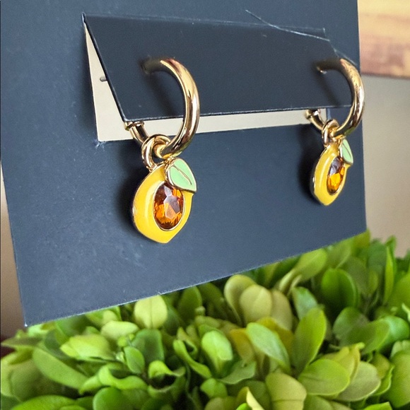 COACH CT087 🍋LEMON🍋 CHARM HUGGIE EARRINGS 🌟NWT🌟 - Picture 11 of 15